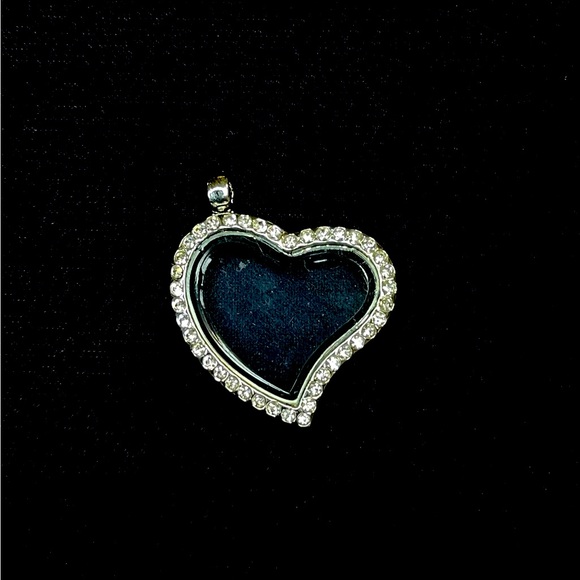 None Jewelry - Radiant Sparkle Silver-Tone Gem Dazzle Heart Locket